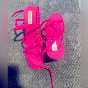 Hot pink block heel sandals size 10